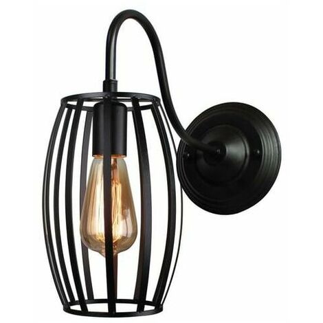Wall Lights Industrial Indoor Cage Shape Vintage Olive Metal Black Iron Pendant Lamp for Living Room Bedroom Cafe Bar