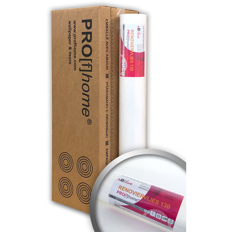 Profhome wall liner 130 g non-woven lining paper smooth paintable wallpaper white 4 rolls 807 sq ft (75 sqm)