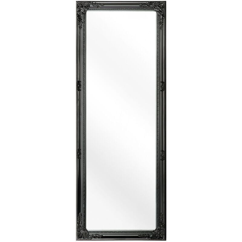 Elegant Old Fashioned Tall Wall Mirror 50 x 130 cm Ornate Frame Black Fougeres