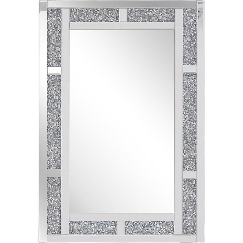 Beliani - Glamour Accent Mirror Rectangular 60 x 90 cm Wall Mounted Silver Frame Avrille