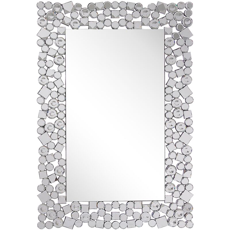 Modern Glamour Accent Mirror Rectangular 60 x 90 cm Wall Mounted Silver Mernel