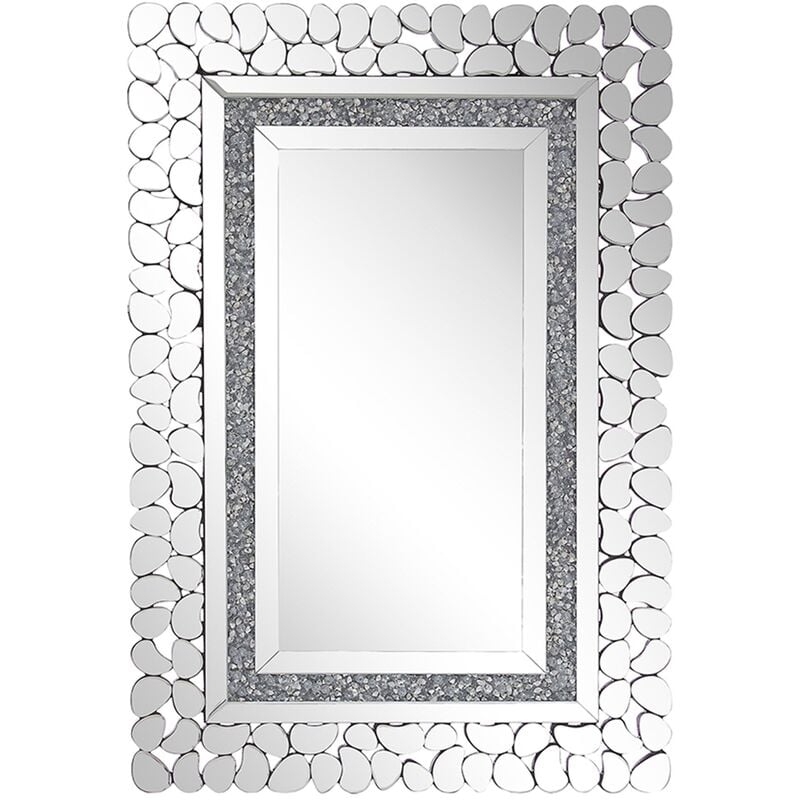 Beliani - Modern Glamour Accent Mirror Rectangular 60 x 90 cm Wall Mounted Silver Pabu