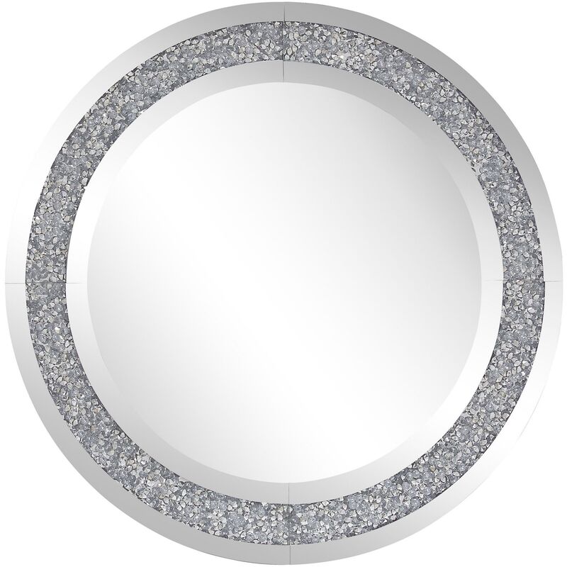 Modern Glamour Accent Mirror Round 70 cm Wall Mounted Frame Silver Erbray