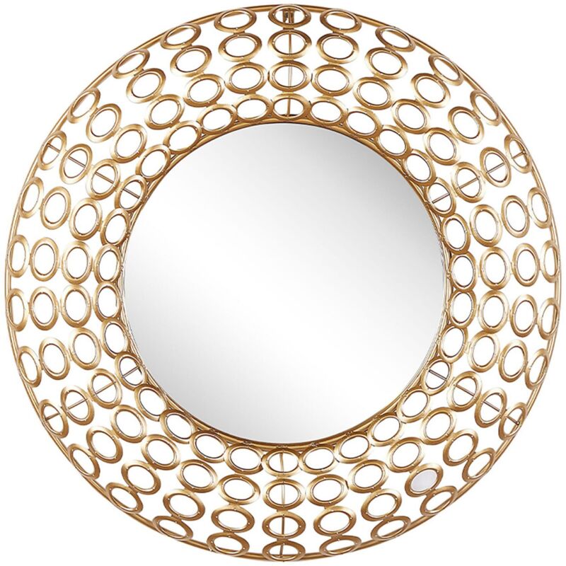 Beliani - Eclectic Round Wall Mirror Decor Wall Art Gold Metal Frame Bourdon
