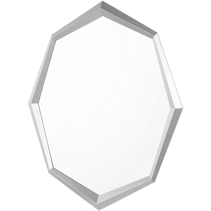Modern Octagonal Wall Hanging Mirror Silver Frame Decorative 91 x 66 cm Oeno