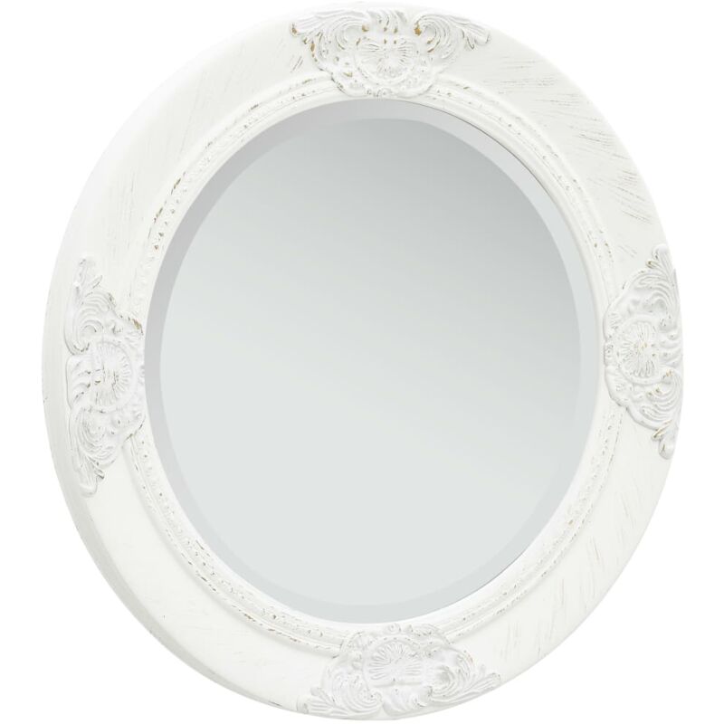 Wall Mirror Baroque Style 50 Cm White Vidaxl