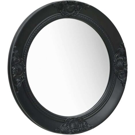 Wall Mirror Baroque Style 50 cm Black vidaXL