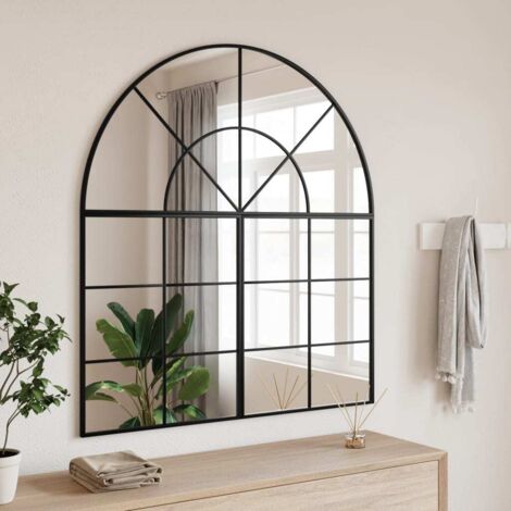 Wall Mirror Black 100x50 cm Arch Iron vidaXL