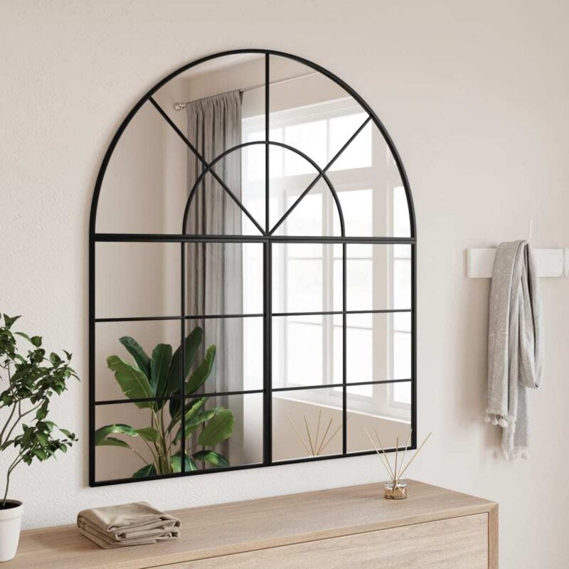 Wall Mirror Black 100x50 Cm Arch Iron Vidaxl