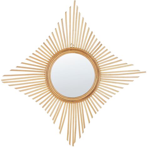 BELIANI Wall Mirror Boho Natural Rattan Frame Novelty Diamond Shape 60 x 60 cm Majene