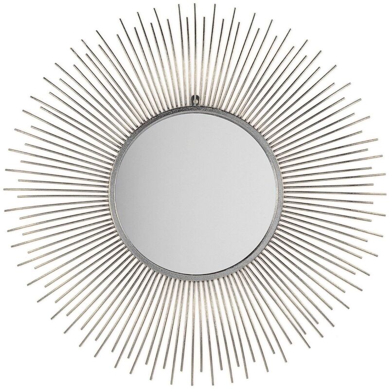Beliani - Home Round Silver Wall Mirror Sunburst Star Bathroom Entryway Living Room Cilly
