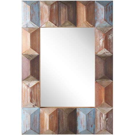Wall Mirror HIZOTE 63 cm 90 cm Fir Wood Brown