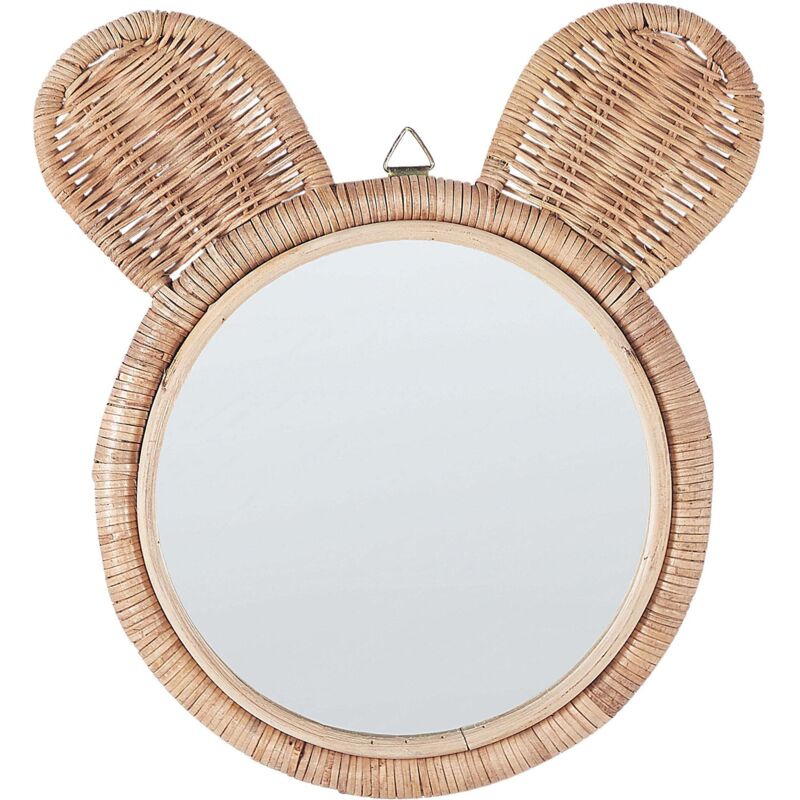Beliani - Wall Mirror Modern Boho Natural Decorative Bear Ears Round Rattan Ø20cm Ashanti