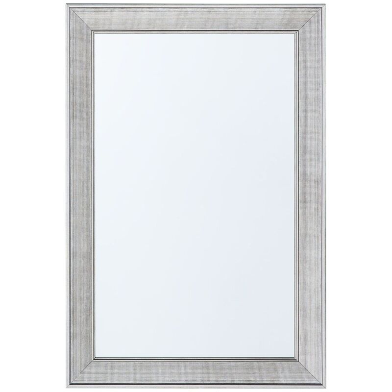 Beliani - Modern Wall Mirror Synthetic Silver Frame Rectangular Studded 61 X 91 Cm Bubry