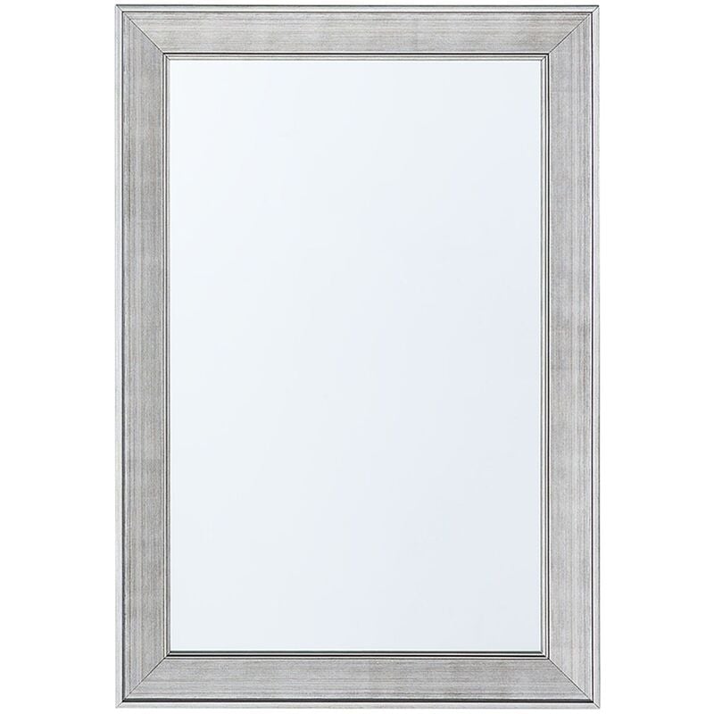 Beliani - Modern Wall Mirror Synthetic Silver Frame Rectangular Studded 61 x 91 cm Bubry