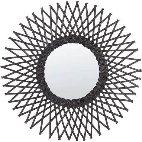 Wall Mirror TAGOLU 60 cm 60 cm Rattan Black