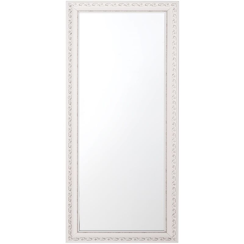 Vintage Wall Mirror White Distressed Frame Floral Pattern 50 x 130 cm Mauleon