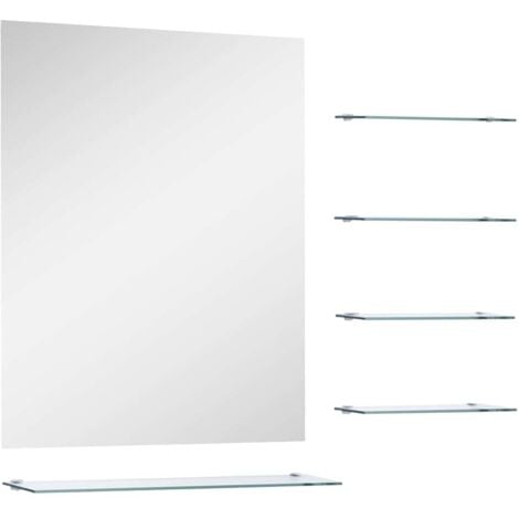 Wall Mirror with 5 Shelves Silver 50x60 cm