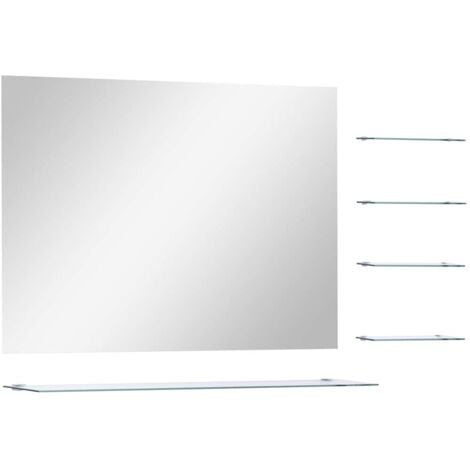 Wall Mirror with 5 Shelves Silver 80x60 cm