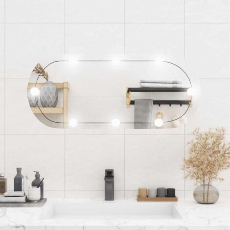 Wall Mirror with LED Lights 35x80 cm Glass Oval vidaXL