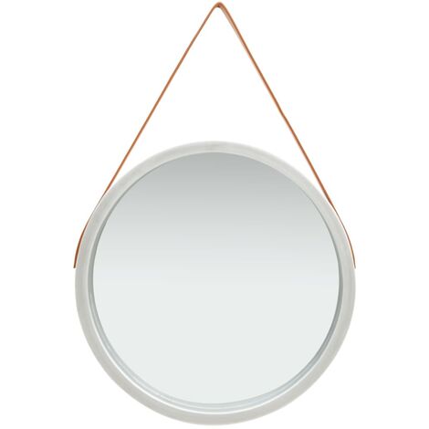 Wall Mirror with Strap 60 cm Silver vidaXL