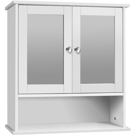 Wall Mount Bathroom Cabinet Storage Shelf Organizer Mirror Door Adjustable Rack