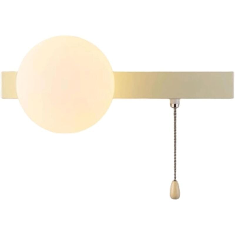 Tonchean - Wall Mount Lamp Globe Glass Wall Sconce Lighting with Pull Chain Switch Wall Lights Long Rectangle Metal Base Picture Light