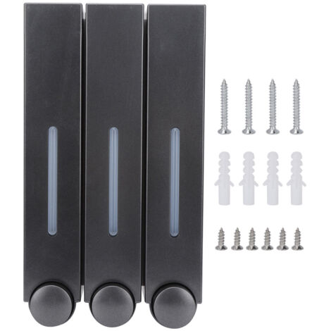 Wall Mount Shower Liquid Soap Dispenser Three Head Shampoo Dispensers for Hotel Bathroom6028 Black Three Cups