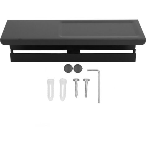 Wall Mount Toilet Paper Holder 2 Use Hotel Bathroom Tissue Waterproof with Storage Shelf Black