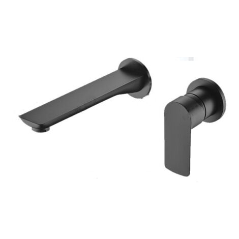 Wall Mounted 2 Holes Basin Mixer Tap, Bathroom Faucet with Concealed Body, Black