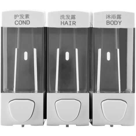 Wall Mounted 3-Chamber Liquid Lotion Shampoo Soap Dispenser Set Bathroom Accessories