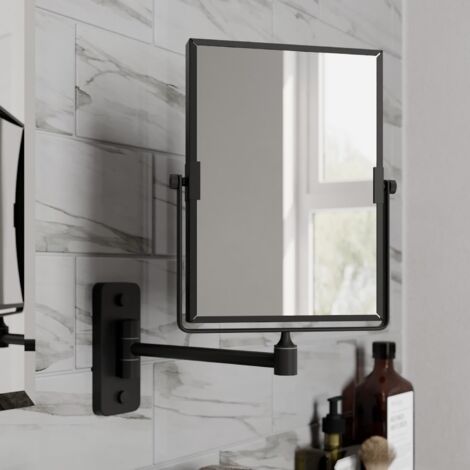 Wall Mounted 3x Magnifying Bathroom Mirror Shaving Make Up Extending Black