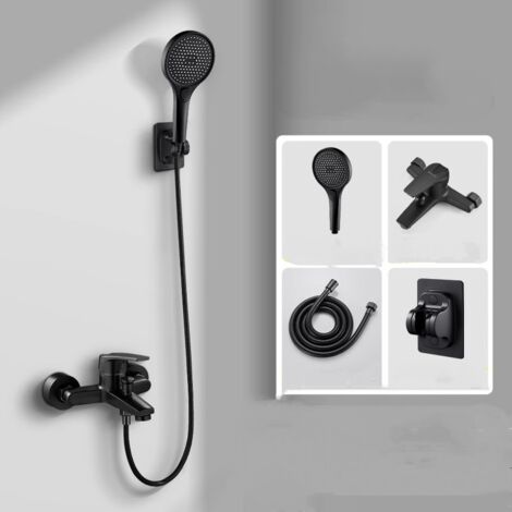 Wall Mounted Bath Shower Mixer Tap with Single Handle, Hot and Cold Water Control, 3 Mode Hand Shower, Brushed Gold Finish