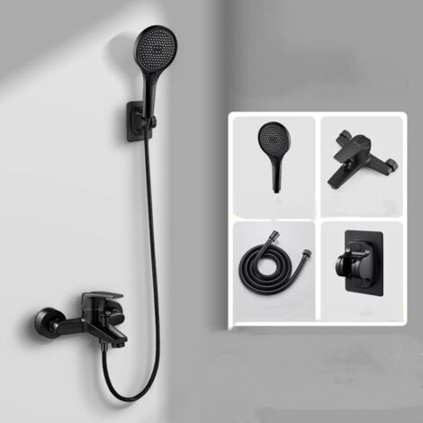 Wall Mounted Bath Shower Mixer Tap with Single Handle, Hot and Cold Water Control, 3 Mode Hand Shower, Brushed Gold Finish