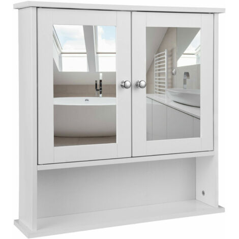 Wall mounted bathroom cabinets,Bathroom Wall Cabinet Storage Cupboard with Mirror Wooden Shelves White