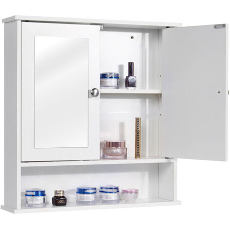 Wall mounted bathroom cabinets,Bathroom Wall Cabinet Storage MDF Cupboard with Mirror 3 Shelves Cupboard White