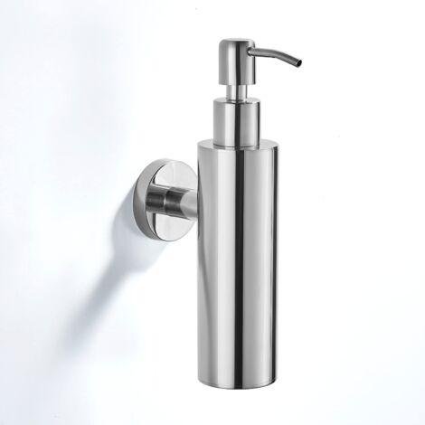 Wall-mounted bathroom soap dispenser - No drilling required - Chrome