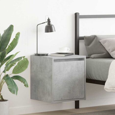 Wall-Mounted Bedside Cabinet Concrete Grey 38x34x40 cm vidaXL