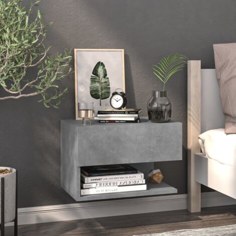 Wall-mounted Bedside Cabinet Concrete Grey vidaXL