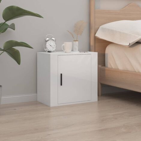 Wall-mounted Bedside Cabinet High Gloss White 50x30x47 cm vidaXL
