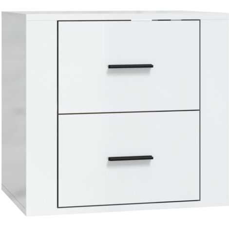 Wall-mounted Bedside Cabinet High Gloss White 50x36x47 cm vidaXL