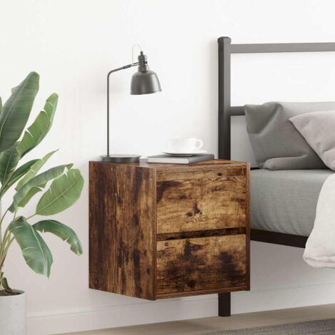 Wall-mounted Bedside Cabinet Smoked Oak 38x34x40 cm vidaXL