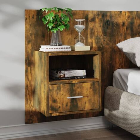 Wall-mounted Bedside Cabinet Smoked Oak vidaXL