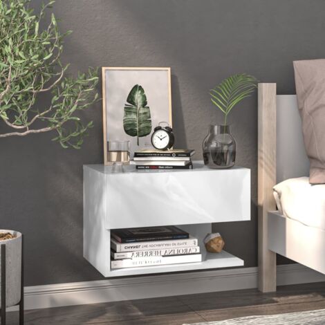 Wall-mounted Bedside Cabinet White vidaXL