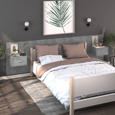 Wall-mounted Bedside Cabinets 2 pcs Concrete Grey vidaXL
