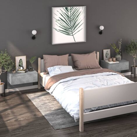 Wall-mounted Bedside Cabinets 2 pcs Concrete Grey vidaXL
