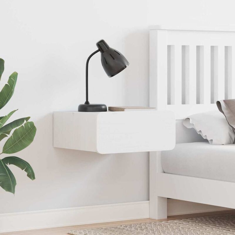 Bedside Table White 39 X 34 X 16.5 Cm Solid Pine Wood Vidaxl