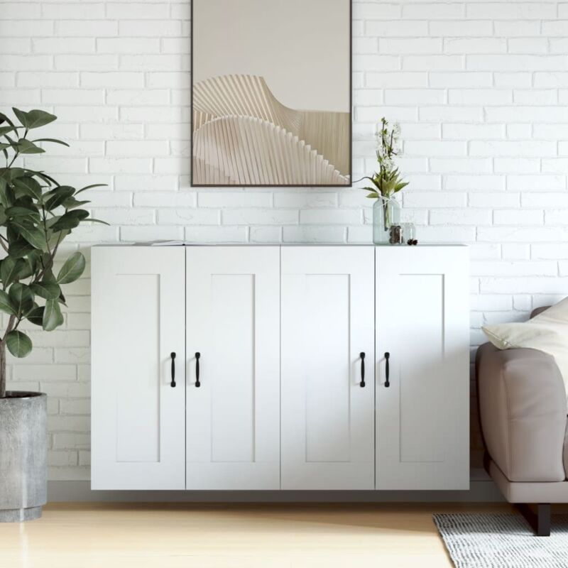 Wall Mounted Cabinets 2 Pcs White Engineered Wood Vidaxl