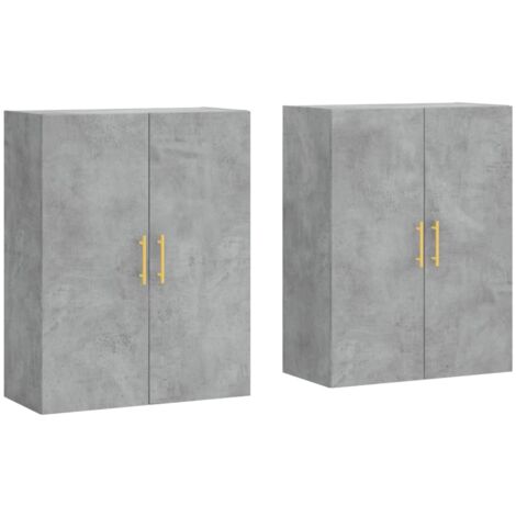 Wall Mounted Cabinets 2 pcs Concrete Grey 69.5x34x90 cm vidaXL