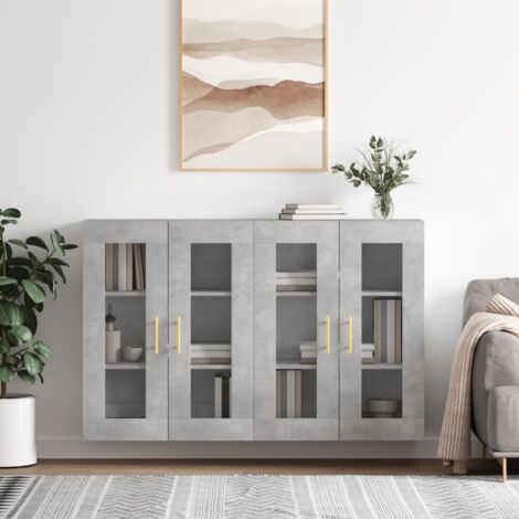 Wall Mounted Cabinets 2 pcs Concrete Grey Engineered Wood vidaXL